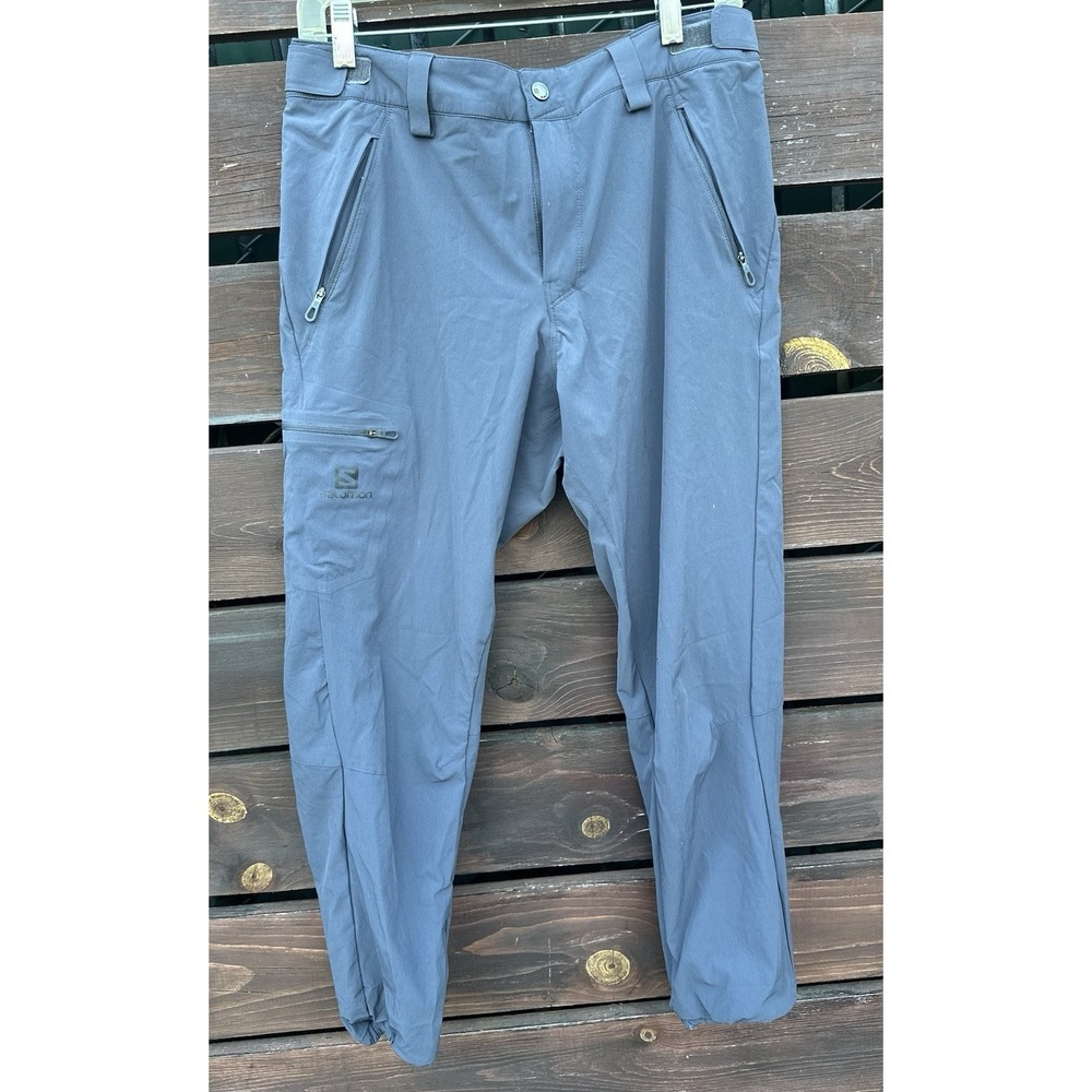 Salomon Men's Softshell Pants Gray Zip Pockets Tapered Size 34 Read‎ Desc